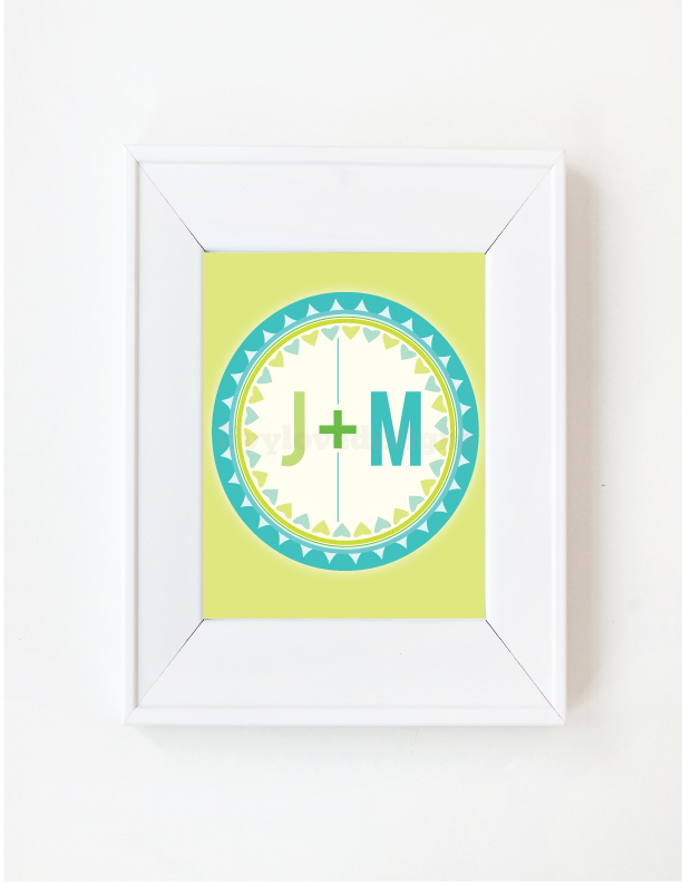 5x7 Custom Initials Print