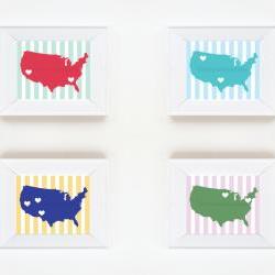 5x7 Map of America Print