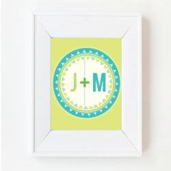 5x7 Custom Initials Print