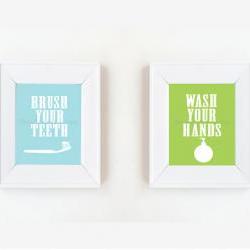 8x10 Brush your teeth, wash your hands print set